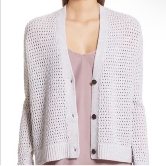 ATM Anthony Thomas Melillo 100% Merino Wool Cardigan Dusty Mauve/Chalk Sz S - Picture 3 of 11